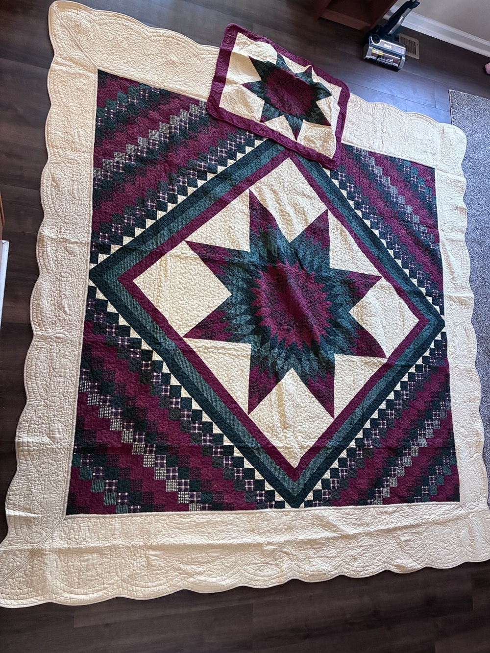 King Patchwork Quilt & Sham Rustic Star 105x95